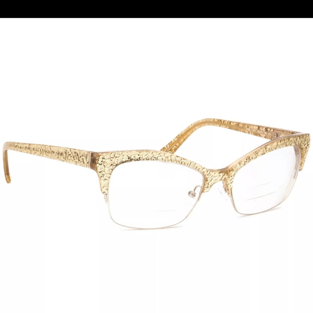Kate Spade Lyssa 0W51 Gold Glitter Cat Eye Eyeglasses Rare Half Rim Frames
